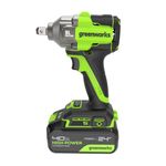 Гайковерт ударный акк. Greenworks IW5500, 24V, б/щет, 1/2'', 500Нм, 3 режима, 1х4Ач,ЗУ,кор (3805007CUB)