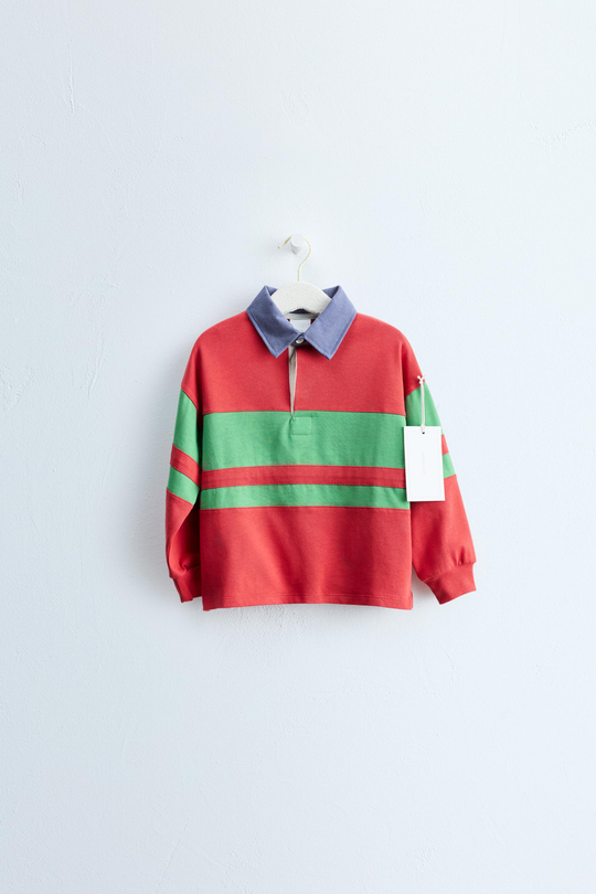 ZARA TIMELESS - ПОЛО В ПОЛОСКУ, ОТТЕНКИ ОРАНЖЕВОГО