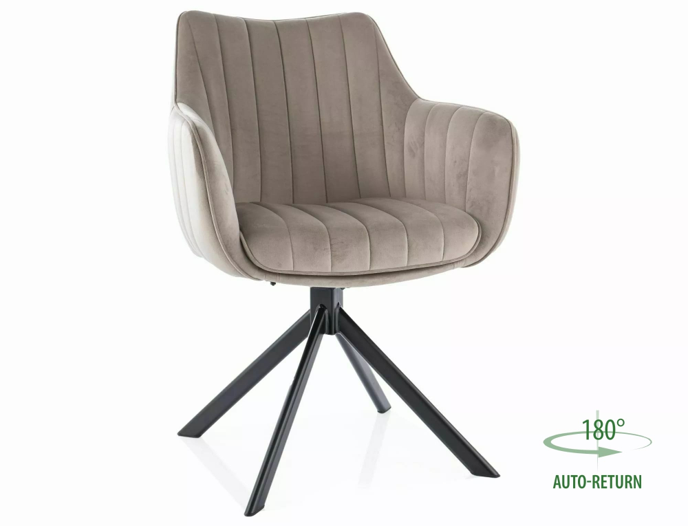 Стул SIGNAL AZALIA Velvet Bluvel 40 темно-бежевый/черный, поворотный