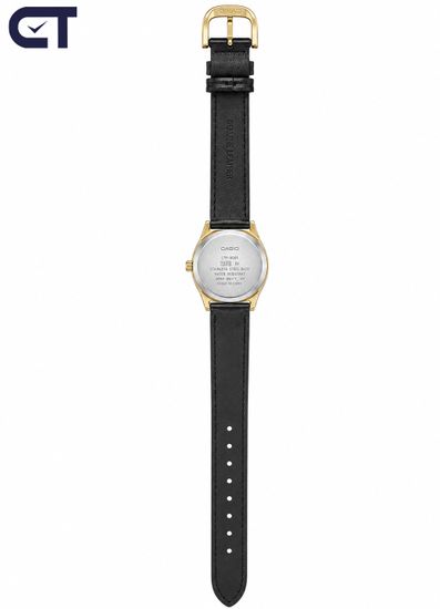 Casio LTP-V001GL-7B General часы наручные женские — золотистая классика с белым циферблатом и чёрным ремешком