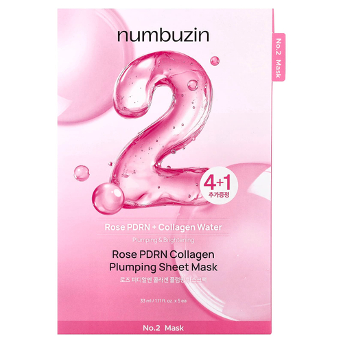 Numbuzin, тканевая маска для повышения упругости кожи с коллагеном, 5 шт. 33 мл (1,11 жидк. унции) каждый