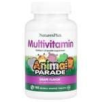 NaturesPlus, Animal Parade®, жевательные мультивитамины для детей, со вкусом винограда, 180 таблеток в форме животных