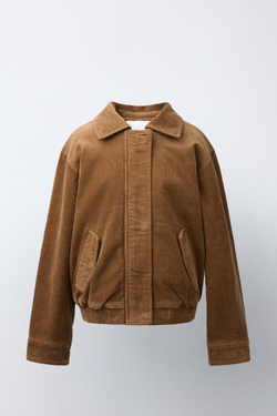 ZARA ВЕЛЬВЕТОВАЯ КУРТКА С ПОДКЛАДКОЙ ИЗ ИСКУССТВЕННОГО МЕХА, РЫЖЕВАТО-КОРИЧНЕВЫЙ