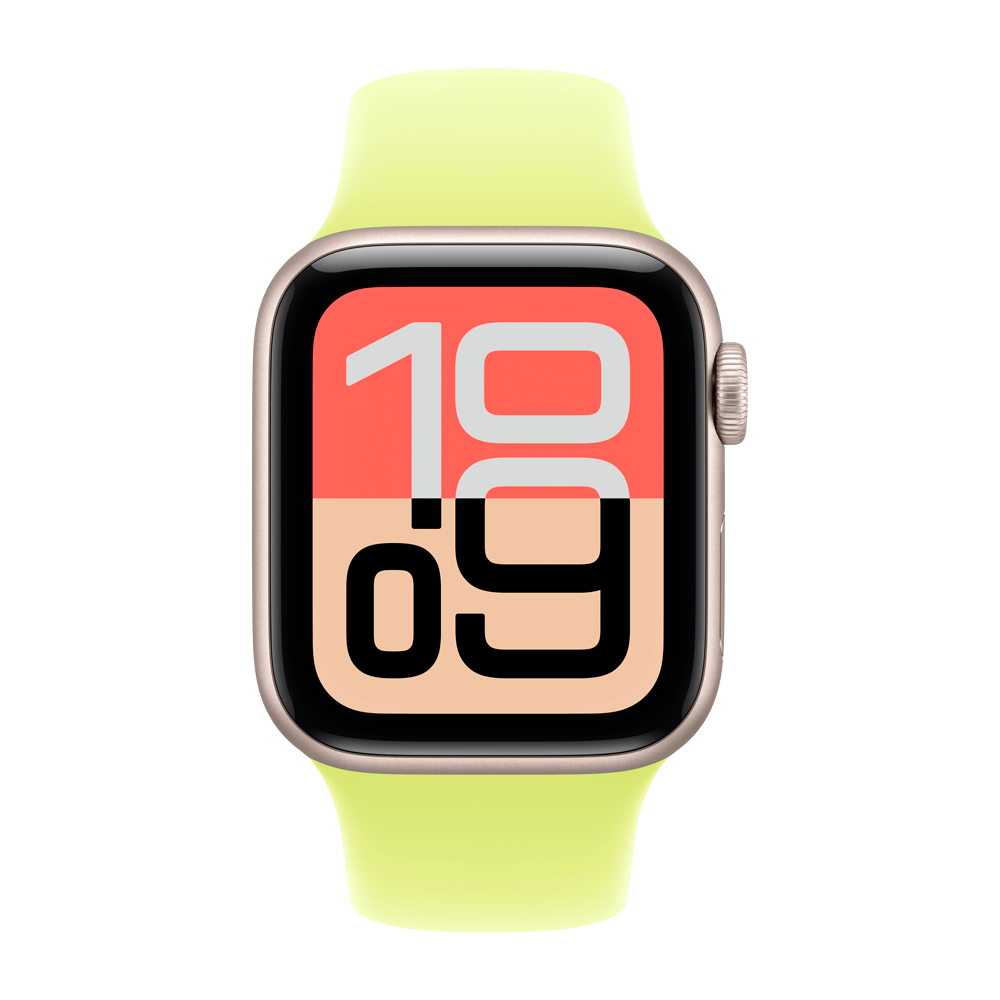 Умные часы Apple Watch SE 3 (2025) GPS, 40mm, Starlight Aluminium Case with Neon Yellow Sport Band, S/M