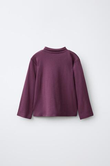 ZARA ОДНОТОННЫЙ ТОП С ВОРОТНИКОМ-СТОЙКОЙ, БОРДОВЫЙ