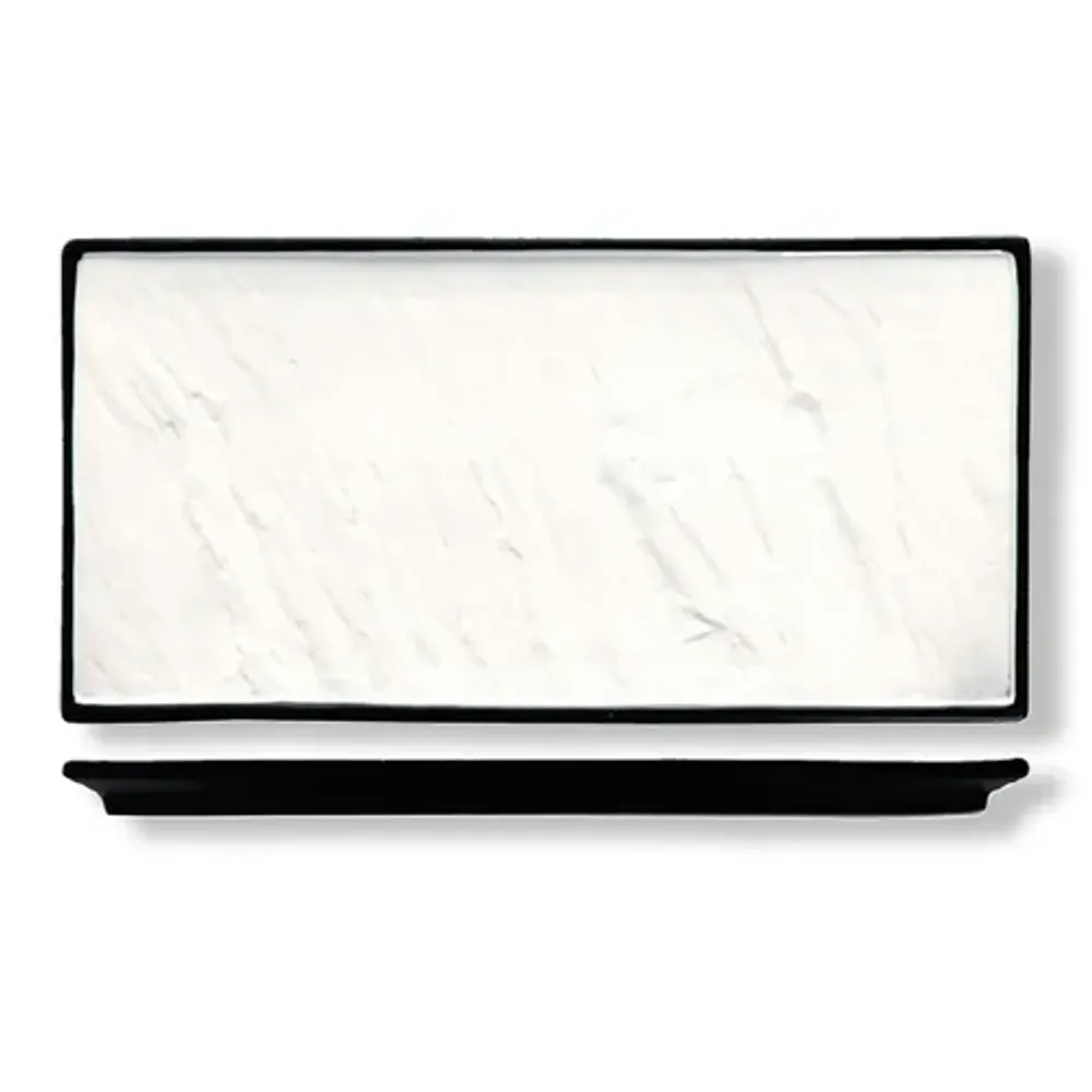 Блюдо прямоугольное 31*14 см h1,5 см Relief белое с черным бортом фарфор P.L. Proff Cuisine [3]