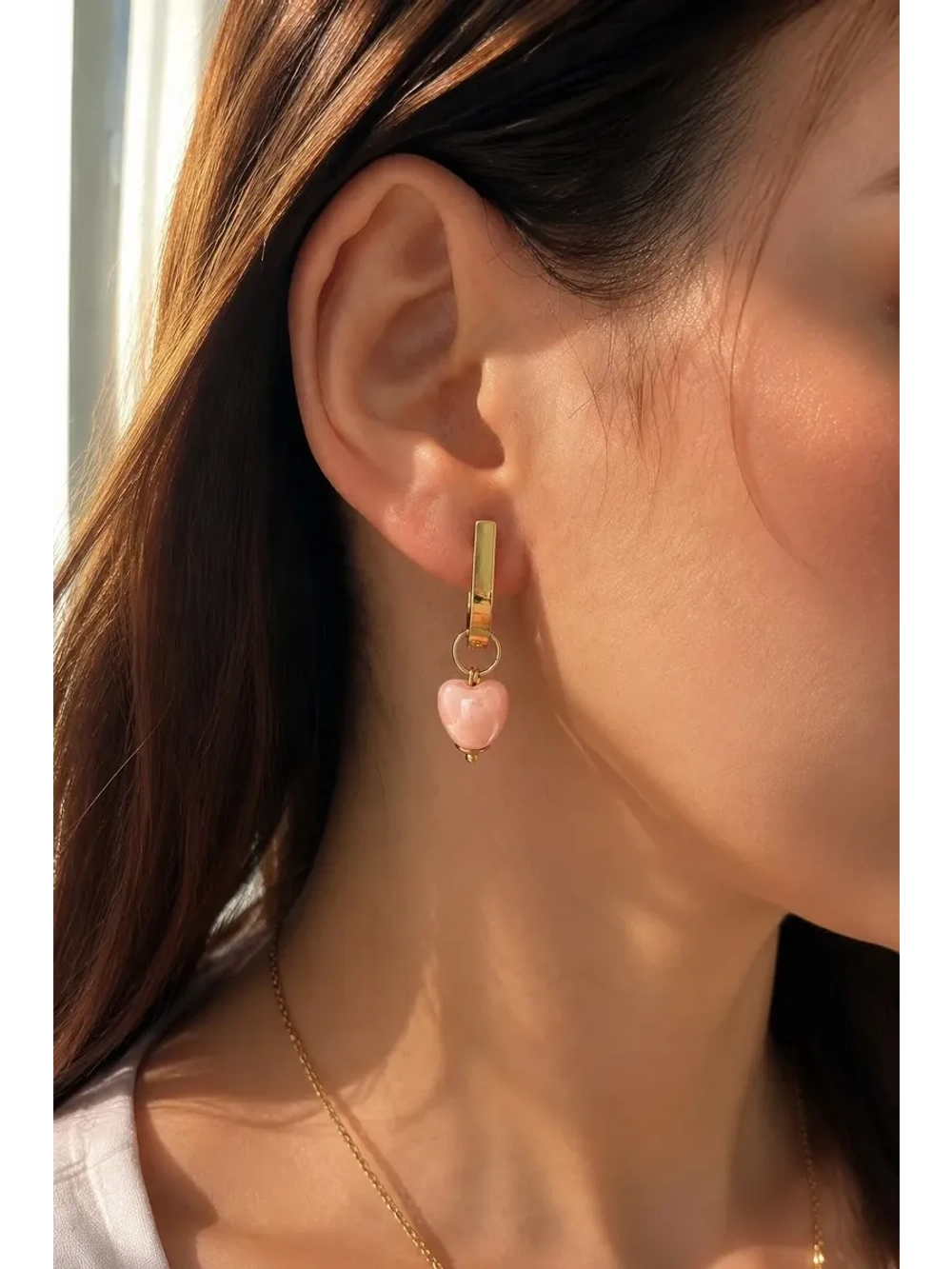 Серьги сердце конго с подвесками из керамики
