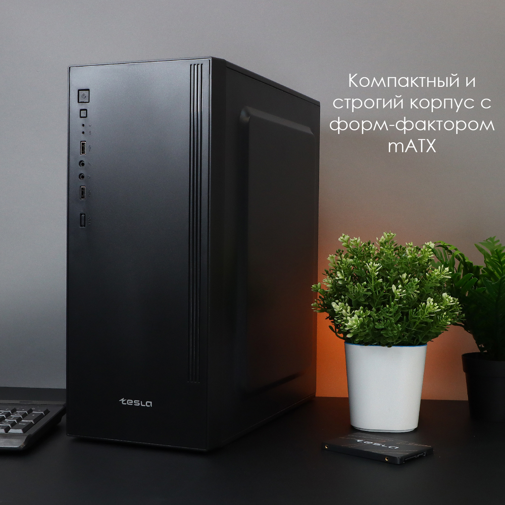 Корпус ТЕСЛА (TESLA) 3203BM, Без БП, ATX, чёрный, 2xUSB2 (TSL-3203-BM)
