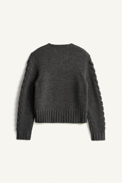ZARA ДЖЕМПЕР ИЗ ПЛОТНОЙ ТРИКОТАЖНОЙ ТКАНИ УКОРОЧЕННОГО КРОЯ, СЕРЫЙ