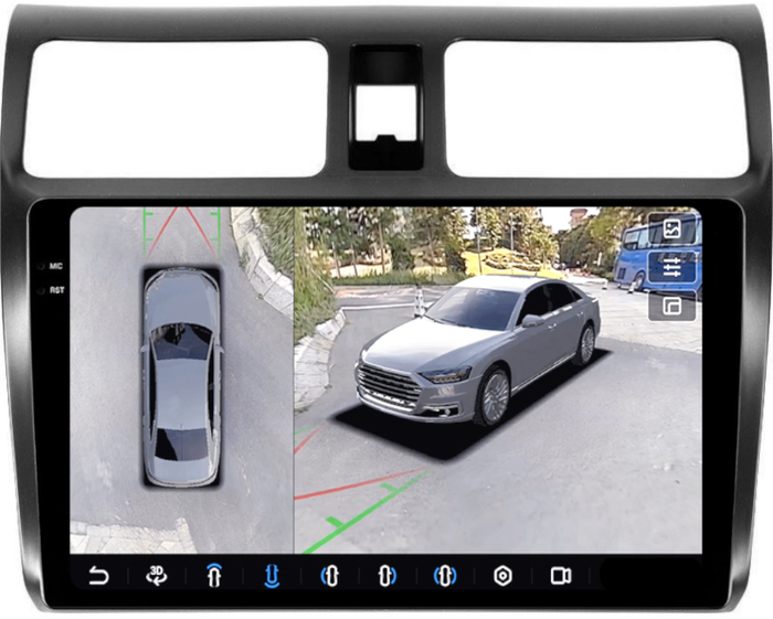 Магнитола для Suzuki Swift 3 2004-2010 - FarCar BX3056M-360 монитор 10.36" 2K QLED на Android 13, Быстрая, CarPlay, 4G SIM-слот, 4 камеры в комплекте