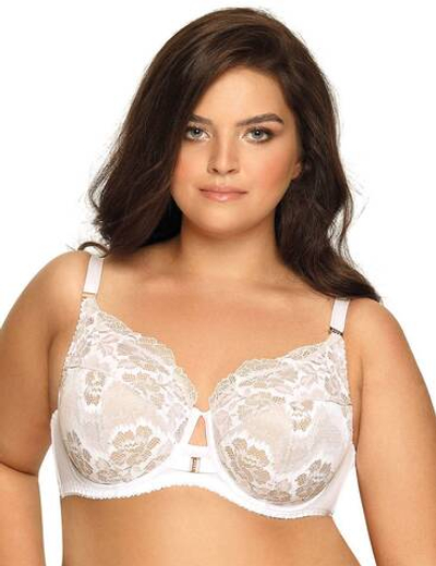 Стильный бюстгальтер на косточках plus size с кружевом (Размер: 105E) (Цвет: белый)