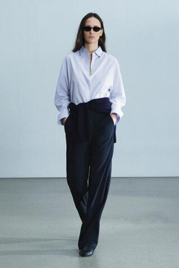 ZARA БРЮКИ В ТОНКУЮ ПОЛОСКУ С ВЫСОКОЙ ПОСАДКОЙ — ZW COLLECTION, ПОЛОСКИ