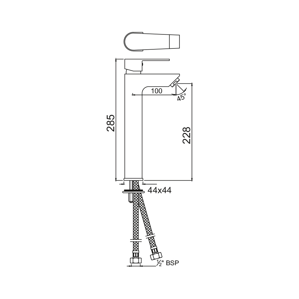 Удлиненный смеситель для раковины Jaquar Aria ARI-CHR-39005B