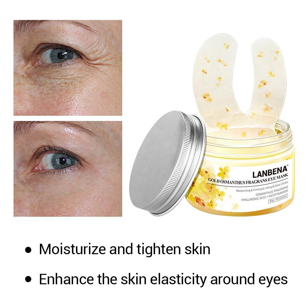 Патчи Lanbena для глаз с золотым османтусом от морщин и темных кругов Gold Osmanthus Fragrance Eye Mask, 50 шт, 90 гр