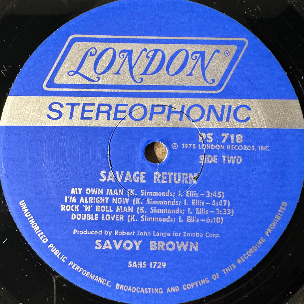Savoy Brown ‎– Savage Return (США 1978г.)