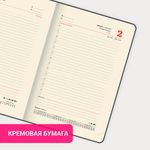 Ежедневник датированный 2025 А5 138x213 мм, BRAUBERG "Optimal", под кожу, резинка-фиксатор, держатель для ручки, серый, 115896