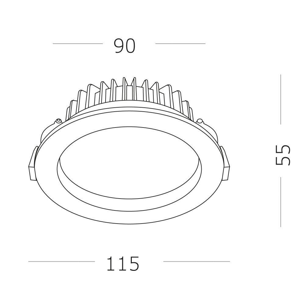 Светильник встраиваемый LED 7W 3000K 560Lm Ra80 100° IP44 D115xH47 100-240V