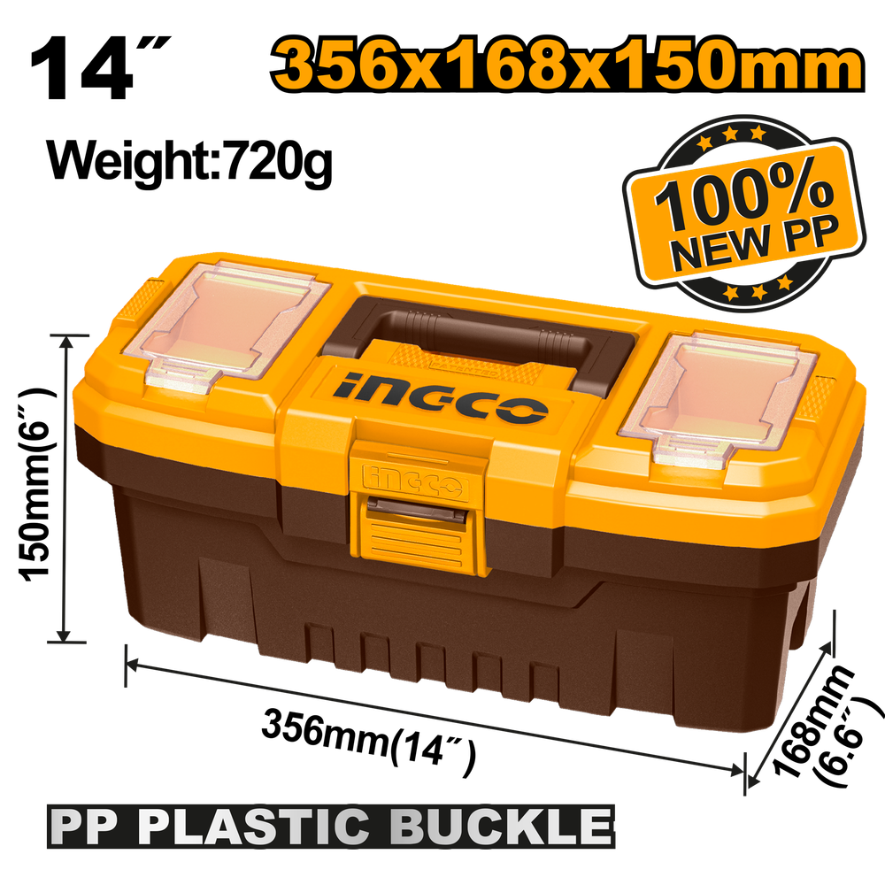 Ящик для инструментов пластиковый INGCO PBX1401 356х168х160 мм Ящик для инструментов пластиковый INGCO PBX1401 356х168х160 мм