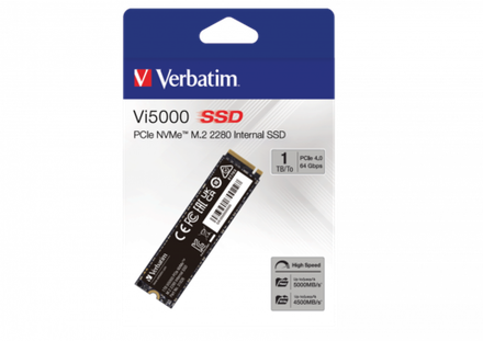Внутренний накопитель Verbatim VI5000 M.2 SSD 1TB, PCIe4 NVMe, R/W 5000/4500 МБ/с