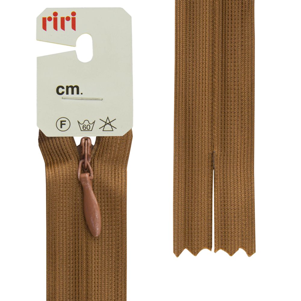 Молния потайная (скрытая) RIRI Т3 (3 мм) 1 зам., н/раз., 22 см, цв.2209, св.-коричневый, 10 шт Молния потайная (скрытая) RIRI Т3 (3 мм) 1 зам., н/раз., 22 см, цв.2209, св.-коричневый, 10 шт