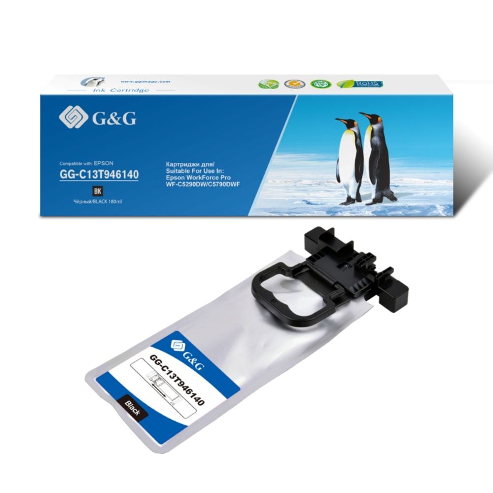 Картридж G&amp;G, аналог Epson C13T946140 (T9461) для WorkForce Pro WF-C5290DW/C5790DW черный (180 мл)