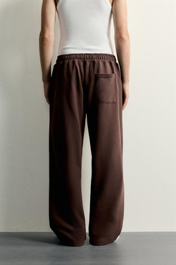 ZARA БАЗОВЫЕ СПОРТИВНЫЕ БРЮКИ LOOSE FIT, КОРИЧНЕВЫЙ