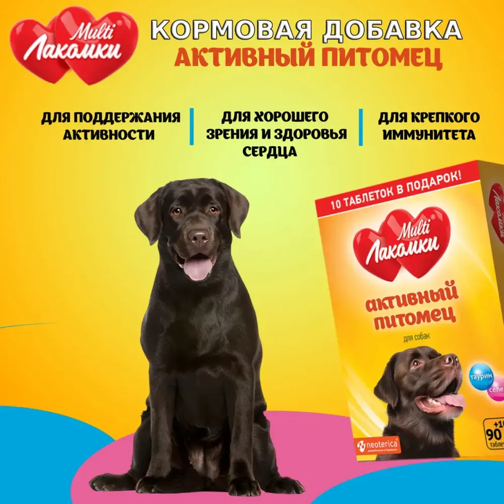 Лакомство MultiЛакомки Активный питомец для собак, 100 таб.