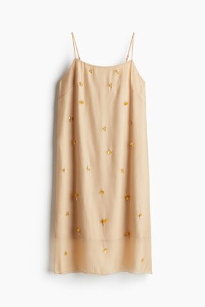 Тонкое платье с вышивкой на бретелях - H&M