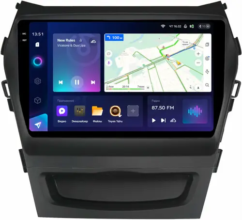 Магнитола для Hyundai Santa Fe 3 2012-2018 (климат на ШГУ) - Teyes CC3-2K монитор 9.5" 2K QLED на Android 10, Быстрая, CarPlay, 4G SIM-слот