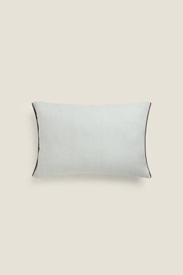 ZARA HOME ЧЕХОЛ НА ПОДУШКУ С КОНТРАСТНОЙ ОКАНТОВКОЙ, СИНИЙ/ЗЕЛЕНЫЙ