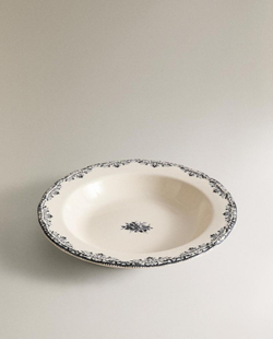 ZARA HOME ТАРЕЛКА ДЛЯ СУПА С РИСУНКОМ, СИНИЙ