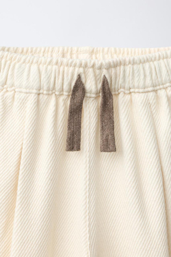 ZARA БРЮКИ БЭГГИ С ВЫШИВКОЙ, ЭКРЮ