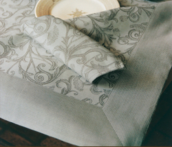 Скатерть OMBELLE chanvre + 6 салфеток Blanc des Vosges 175x175 Шампань