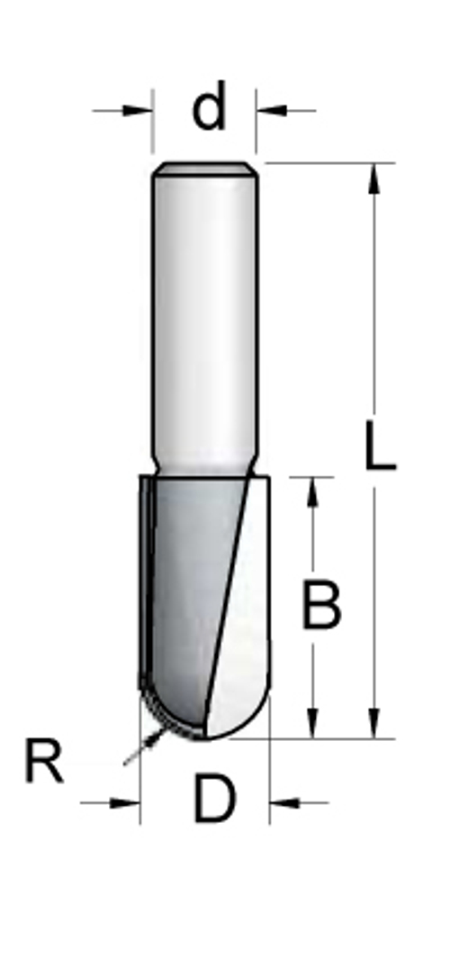 Фреза галтельная удлиненная D12,7 RBL1272