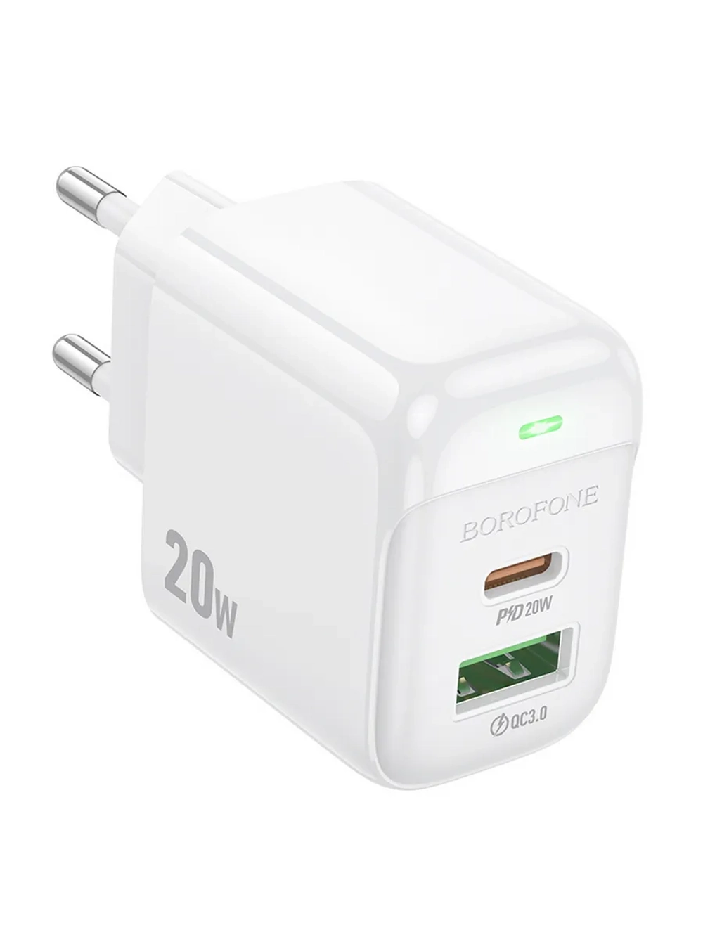 Сетевая зарядка с поддержкой быстрой зарядки PD+QC3.0 3А 20Вт USB-C Borofone BAS44A