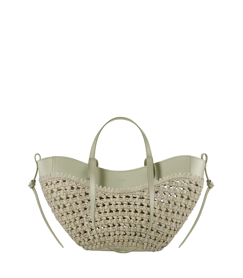 POLENE СУМКА CYME RAFFIA MINI , ПАСТЕЛЬНО-ЗЕЛЕНЫЙ