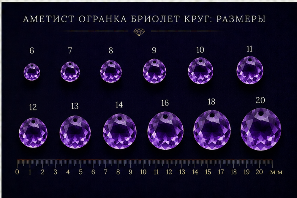 Аметист Огранка Бриолет Круг