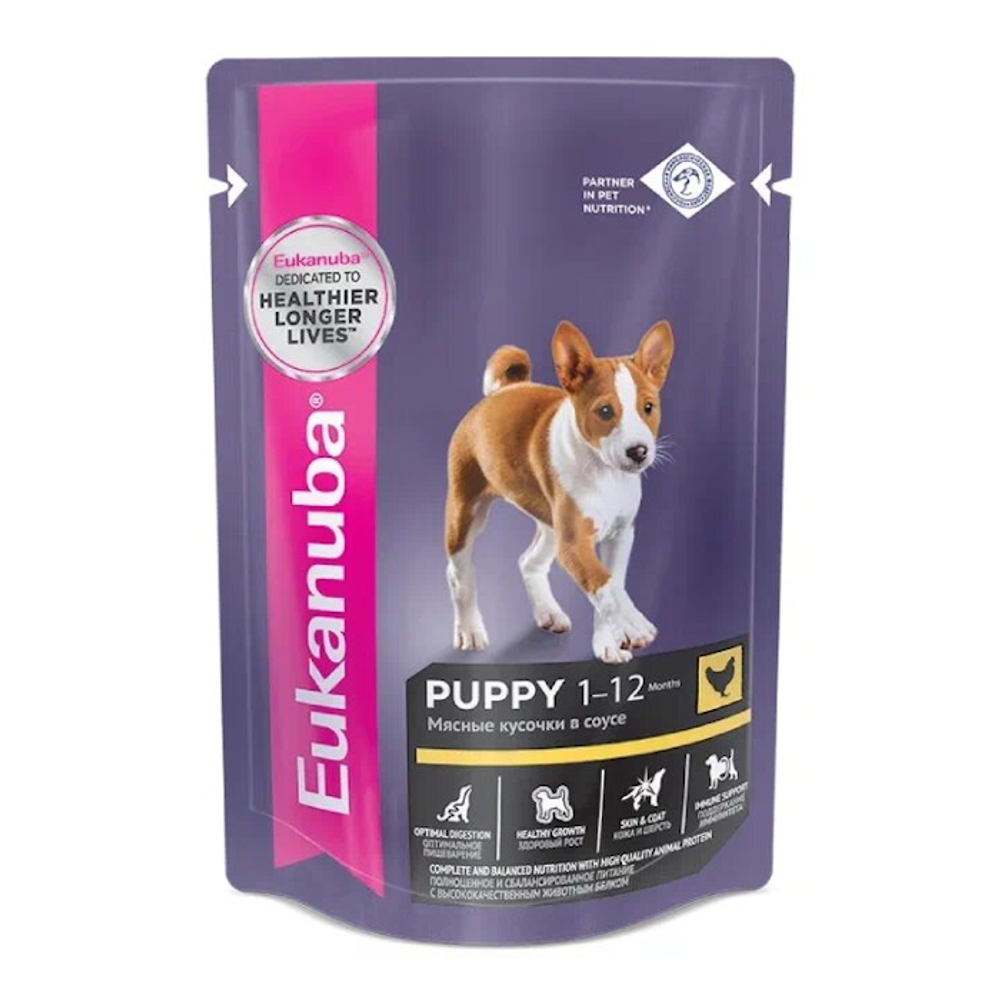 Пауч Eukanuba Puppy All Breed для щенков всех пород, с курицей в соусе
