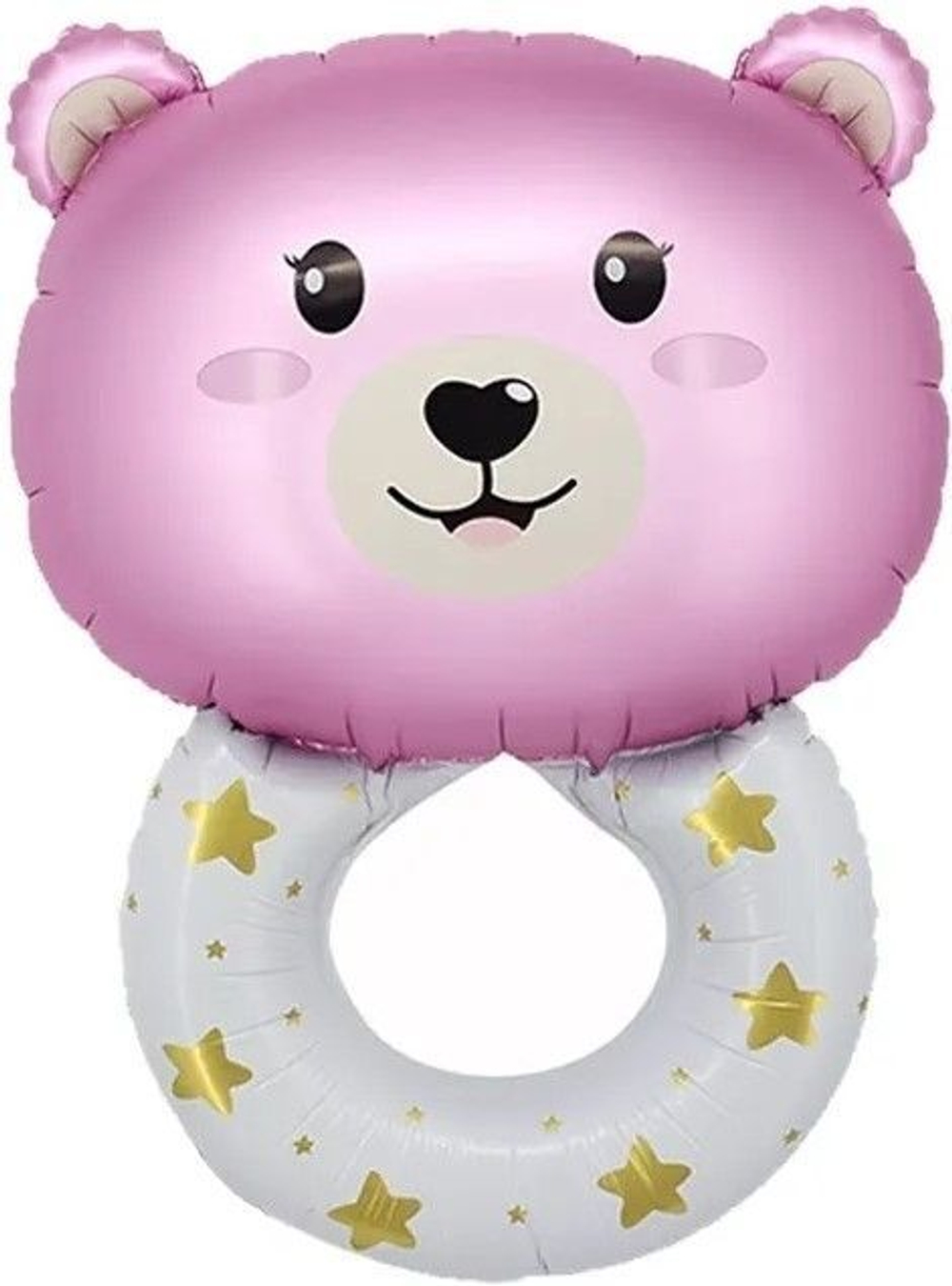 Шар (27""/69 см) Фигура, Погремушка Медвежонок, Розовый, 1 шт. В103