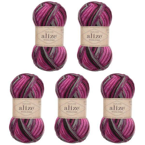 Пряжа Alize (Ализе) Wooltime / уп.5 мот. по 100 г, 200 м, 11018 секционный