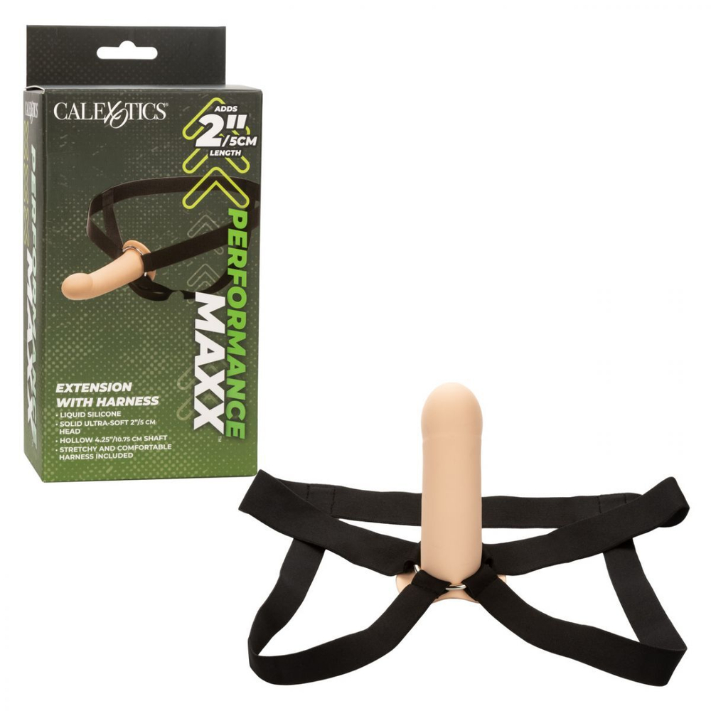 Телесный фаллопротез из силикона Extension with Harness - 15,75 см. (Цвет: телесный)