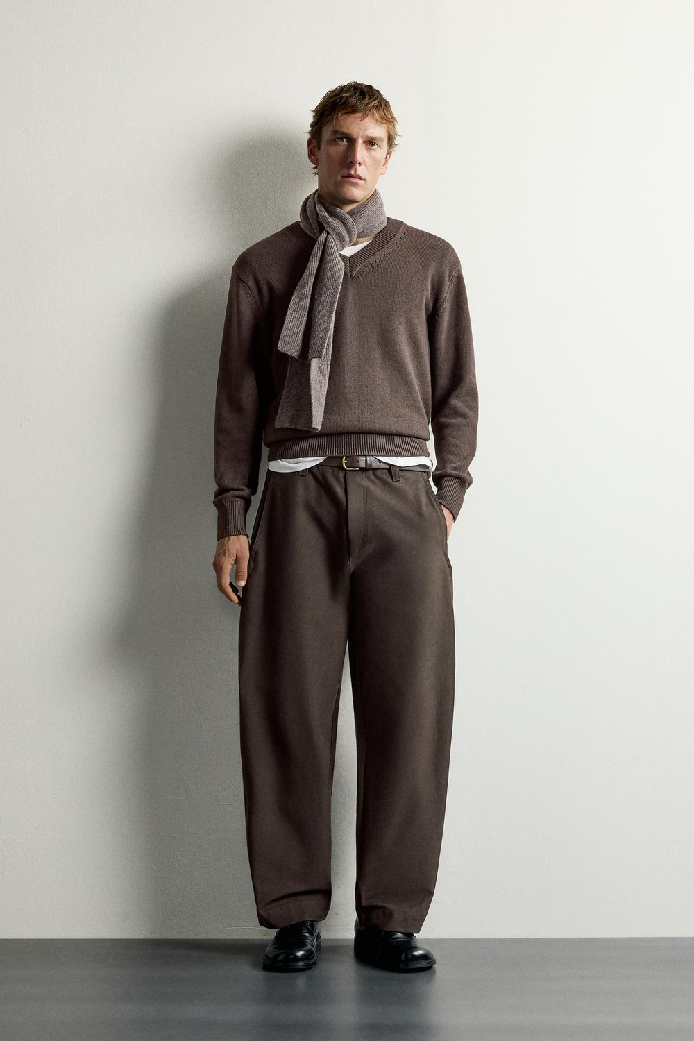 ZARA БРЮКИ BALLOON FIT, КОРИЧНЕВЫЙ