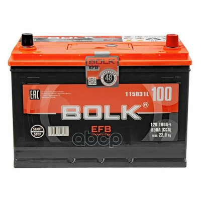 Аккумулятор BOLK EFB ASIA 100 А/ч прямой L+ 306x175x190 D31 EN 850 А