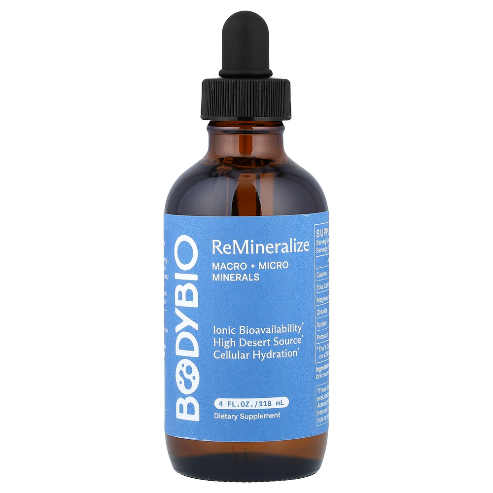 BodyBio, Remineralize, макро- и микроминералы, 118 мл (4 жидк. Унции)