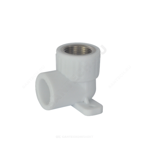 Угольник PP-R комбинированный белый Дн 20х1/2" ВР с креплением VALFEX 10120020