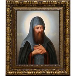 Макарий Печерский, преподобный постник. Икона на холсте.