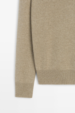 Massimo Dutti Вязаный свитер с круглым вырезом из смесовой шерсти, пестро-бежевый