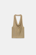 ТРИКОТАЖНЫЙ ТОП ХАЛТЕР С БЛЕСТЯЩЕЙ НИТЬЮ — ZARA