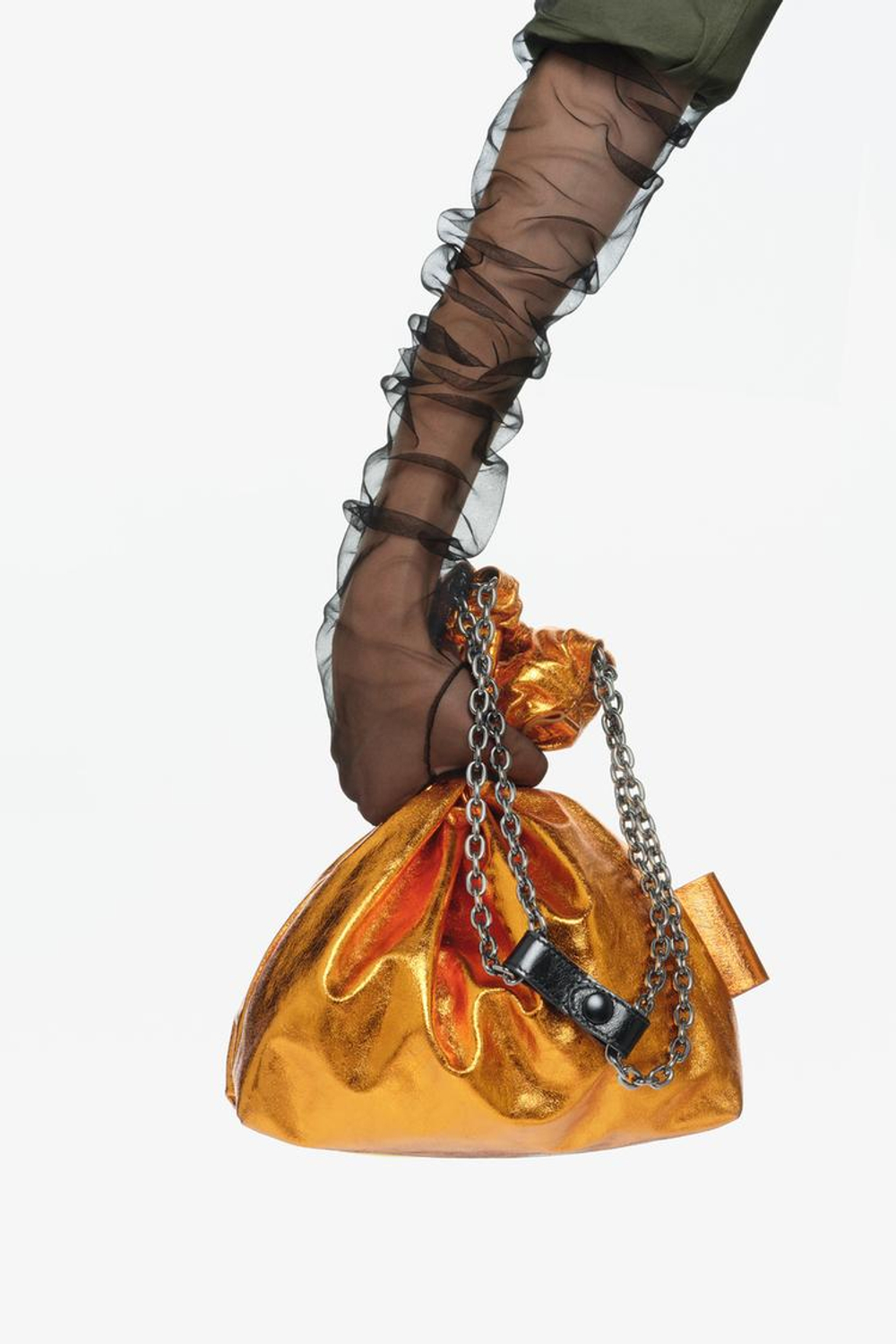 ZARA X JOHN GALLIANO МАЛЕНЬКАЯ КОЖАНАЯ СУМКА TRI-CHIC — LIMITED EDITION, ОРАНЖЕВЫЙ