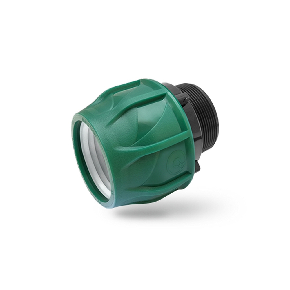Муфта переход. ПЭ с нар. труб. резьбой 40х1 1/2'' (обж.) POELSAN GREEN